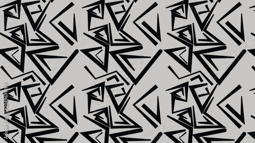Bild auf Leinwand Abstract geometric pattern vector with interlocking black zigzag triangles on gr