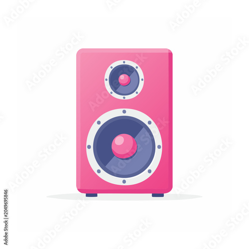 Pink speaker with two drivers on white background