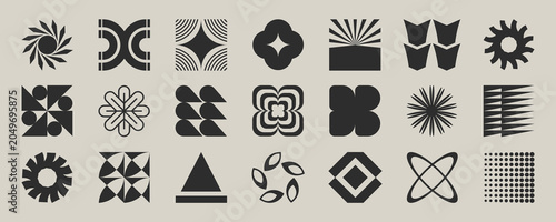 Set of abstract geometric shapes. Abstract minimalist figures. Vector flat illustration for graphic design, posters and flyers.