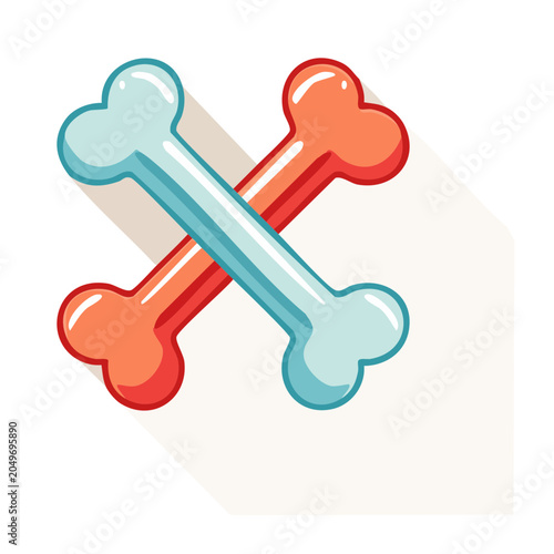 Two crossed dog bones, flat design illustration
