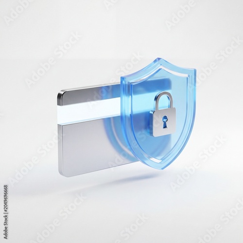 Secure online payment concept with shield and lock