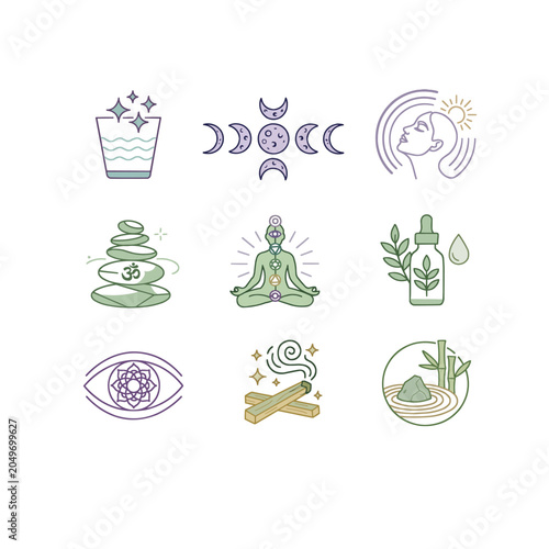 Foto Paquete de iconos sobre estilo de vida zen y salud mental