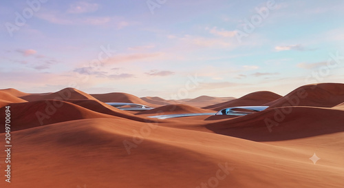Smooth Sand Dunes with Soft Light and Blue Sky