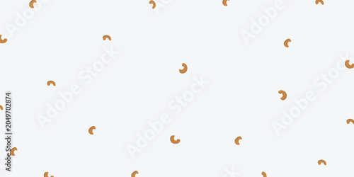 Seamless pattern of cashew nuts on white background for vegan food packaging and digital scrapbook paper