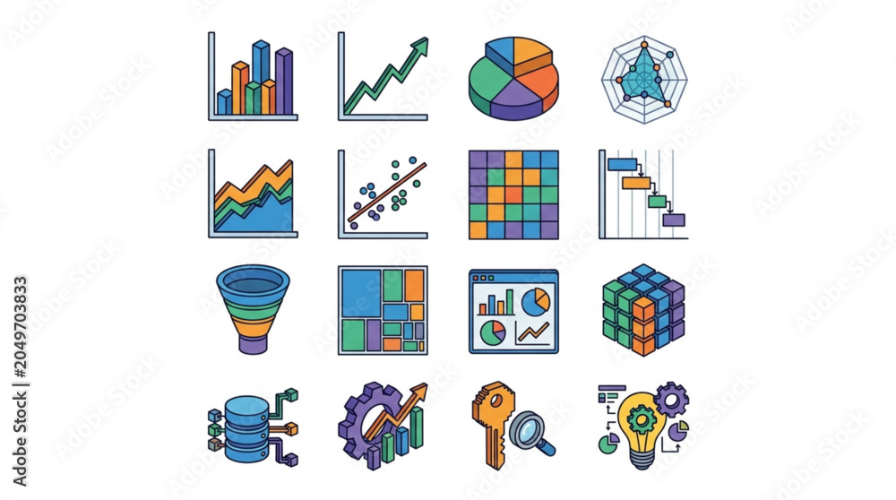 Fototapeta premium Collection of Business and Data Analysis Icons.