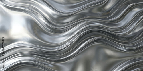 Fotografi Wavy silver metallic liquid surface texture with metallic abstract reflection ba