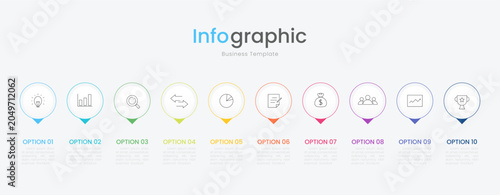 Infographic 10 options design elements for your business data. Vector Illustration.