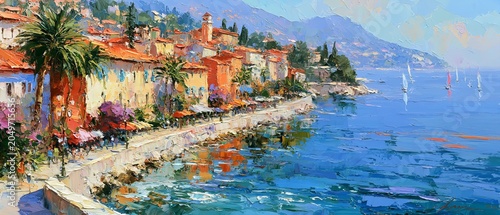 Cote d'Azur landscape - knife palette style painting