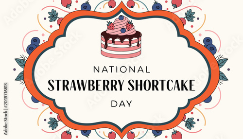 Foto Decorative illustration celebrating national strawberry shortcake day with sweet