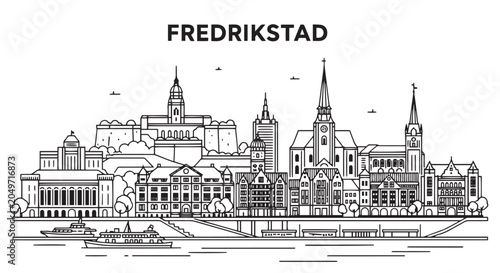 Fotografija Fredrikstad Norway Cityscape Architecture Outline Art