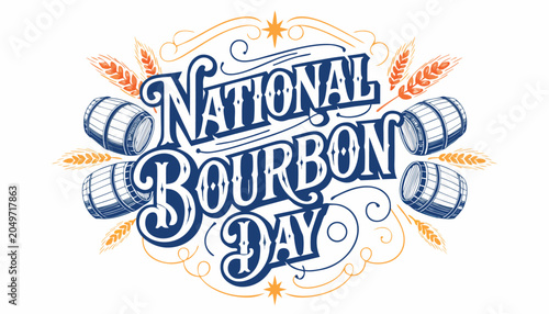 Photos Decorative vintage typography design celebrating the annual national bourbon day