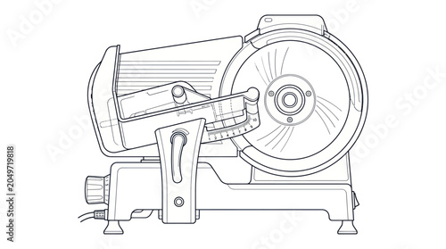 Electric Meat Slicer Outline Vector Illustration
