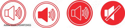 Foto Volume control icons sound on louder quieter and muted states
