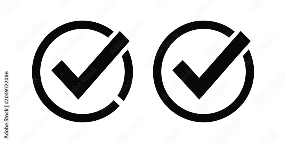 Fotografie Check mark icon set representing correctness, completion, and approval in circul