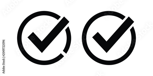 Foto Check mark icon set representing correctness, completion, and approval in circul