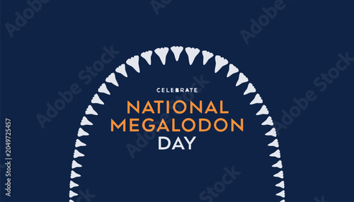 Cuadro en lienzo National megalodon day graphic design with white shark teeth arch