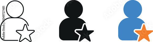 Tableau sur toile User review icons set with editable outline, solid and solid color vector illust