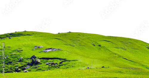 Obraz na plátne Green hills panorama landscape isolated on white or transparent png
