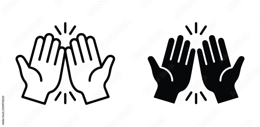 Obraz premium High five hand gesture icon set. Vector illustration