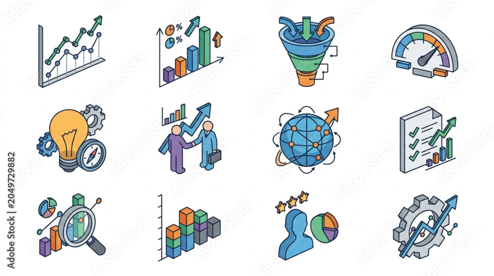 Fototapeta premium Collection of Business and Financial Infographic Icons.