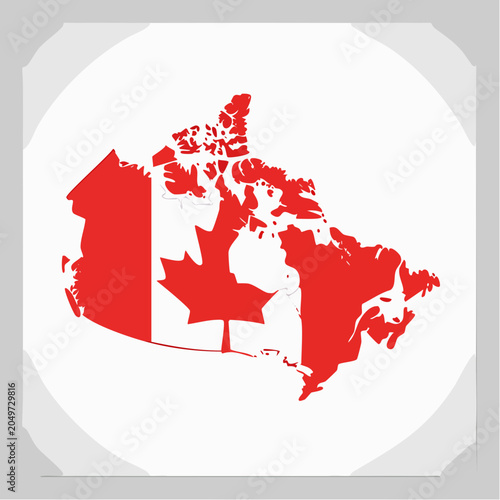 Map of Canada with Canadian Flag Design