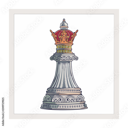 Stylized chess queen illustration with crown