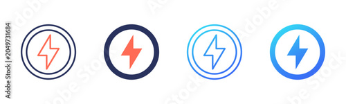 Foto Power icon set multiple color collection