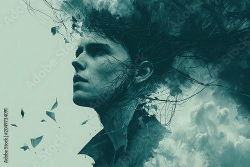 Psychological help, depression and mental disorder illustration
