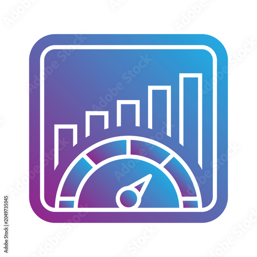 Speedometer gauge icon with bars graph
