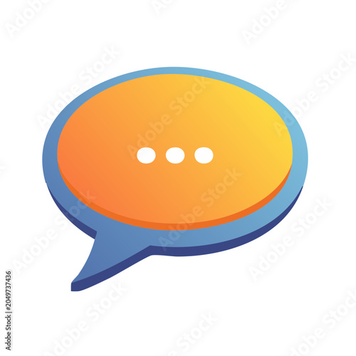 3D speech bubble with ellipsis on white background