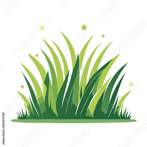 Green grass illustration with small stars