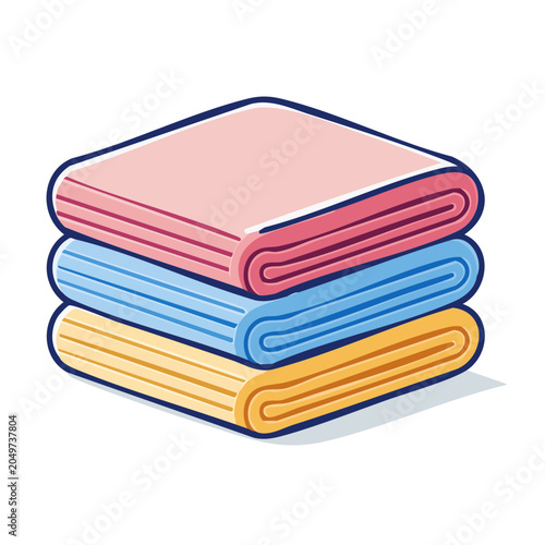 Stack of folded fabric in isometric flat design