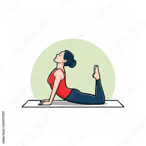 Woman doing Cobra pose in yoga on a mat