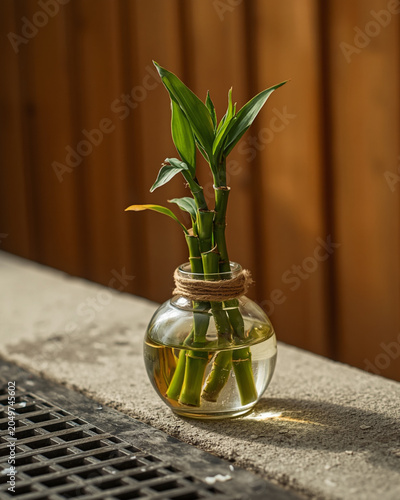 lucky bamboo, bamboo plant, clear glass vase, indoor plant, houseplant, green leaves, bamboo stems, water vase, decorative plant, home decor, office decor, natural decor, minimalist design, zen style,