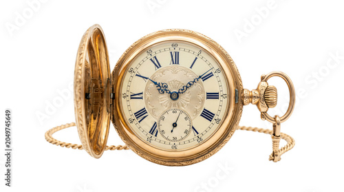 Vintage gold pocket watch with ornate engraved case