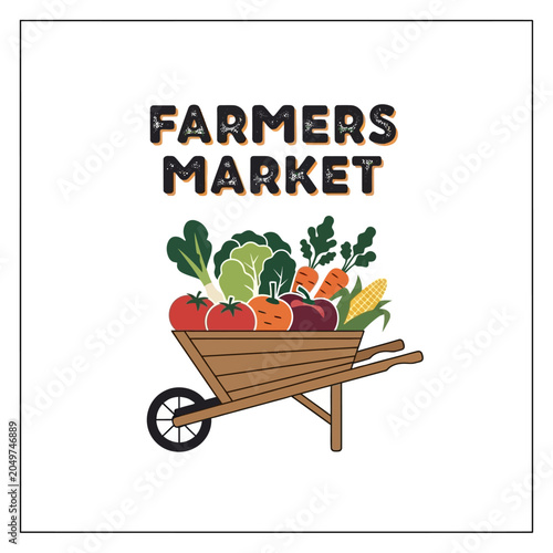 Photos Farmers Market Fresh Produce in a Wheelbarrow Illustration