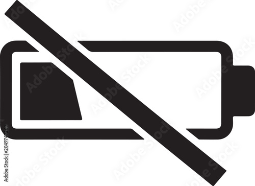 Bilde på lerret Discharged battery icon with diagonal strike line