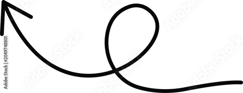 Black curly arrow hand drawn shape vector file