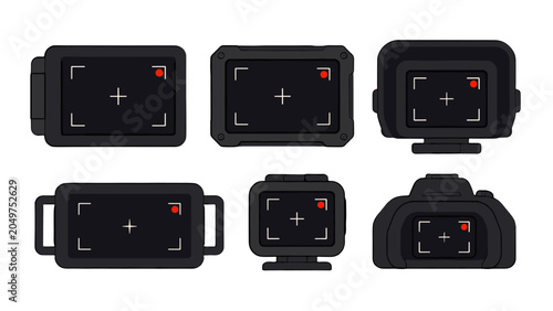 Obraz na płótnie Set of digital camera screen and viewfinder vector icons