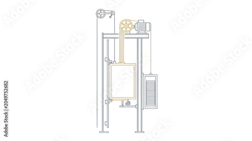 Obraz na plátně Industrial Elevator Mechanism Technical Illustration