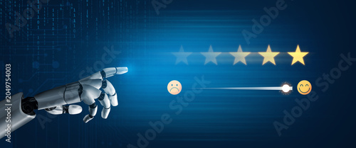 Εκτύπωση καμβά AI analyzes customer satisfaction by evaluating feedback, detecting sentiment, scoring reviews, and identifying trends to improve user experience and service