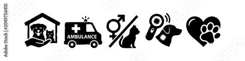 Valokuva Pet Care & Animal Welfare Distressed Vector Icons
