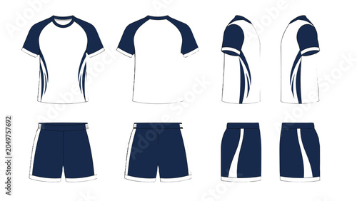 Quadro su tela Vector sports uniform set with shirt and shorts views