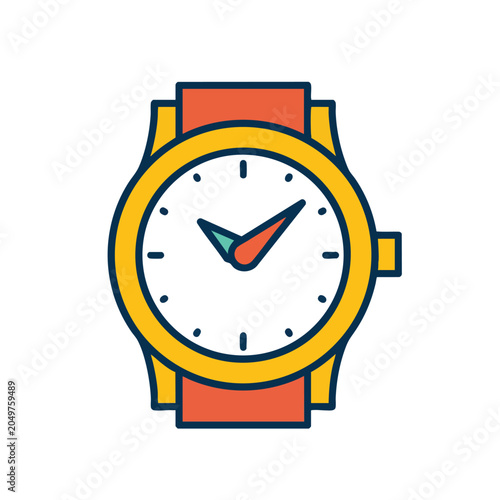 Classic Wristwatch with Orange Strap and Gold Casing.