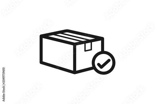 Foto ダンボール　チェックマーク付き線画アイコン