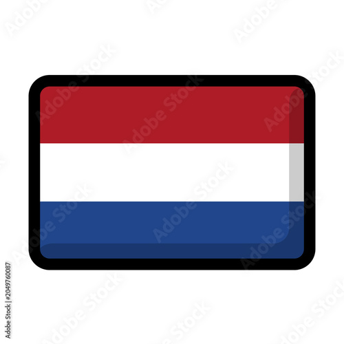 Netherlands flag icon vector illustration with rounded corner rectangle frame