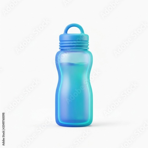 Translucent Blue Reusable Water Bottle on White Background