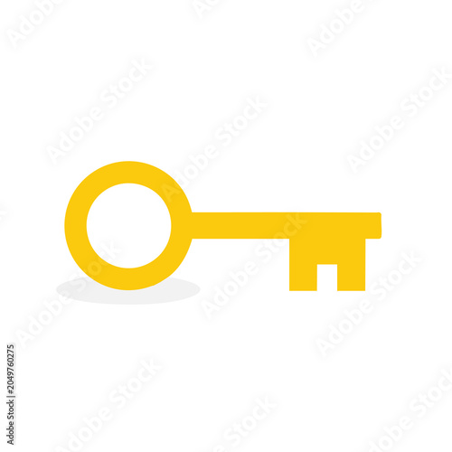 Minimalist yellow key icon vector illustration.