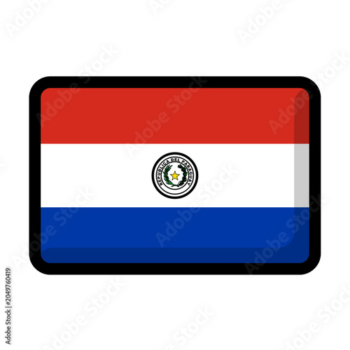 Paraguay flag icon vector illustration with rounded corner rectangle frame