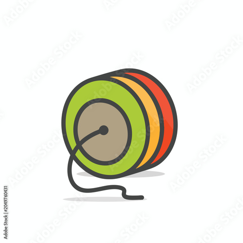 Colorful cartoon yo-yo toy with string isolated on white background.